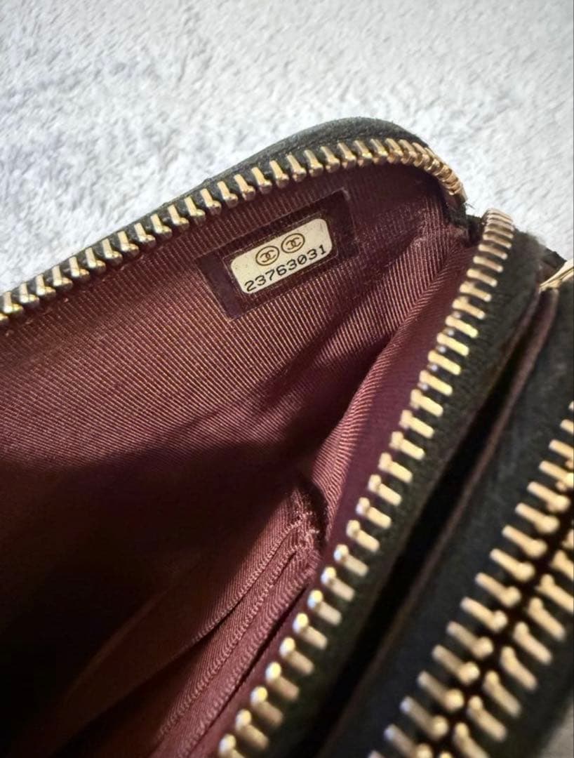 CHANEL シャネル ラムスキン マトラッセ チェーン　ウォレット ブラック