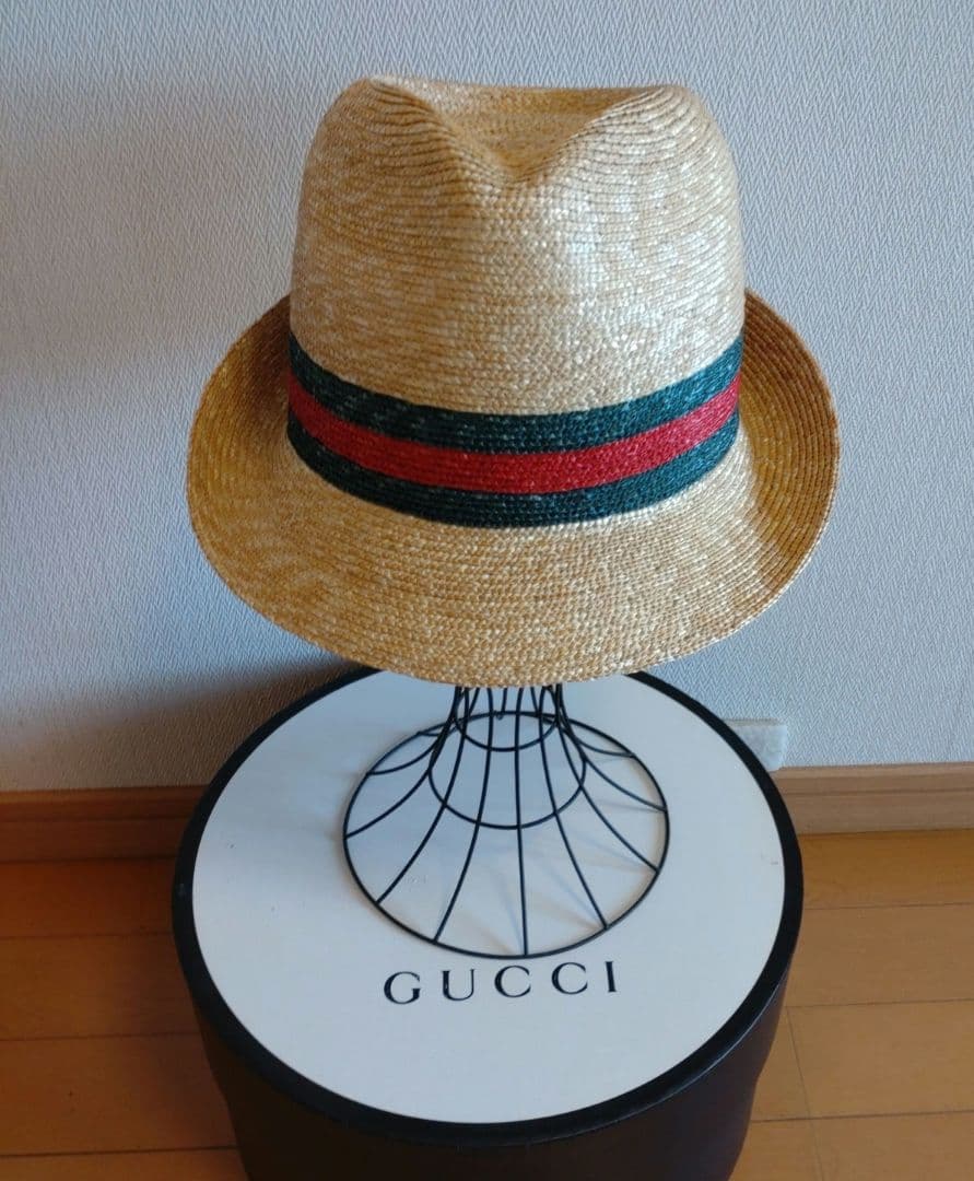【美品】グッチ　ストローハット　中折れハット　箱付