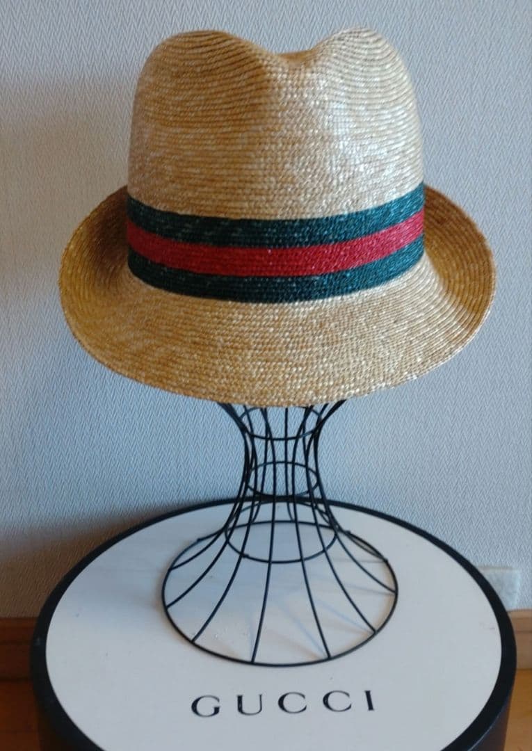 【美品】グッチ　ストローハット　中折れハット　箱付