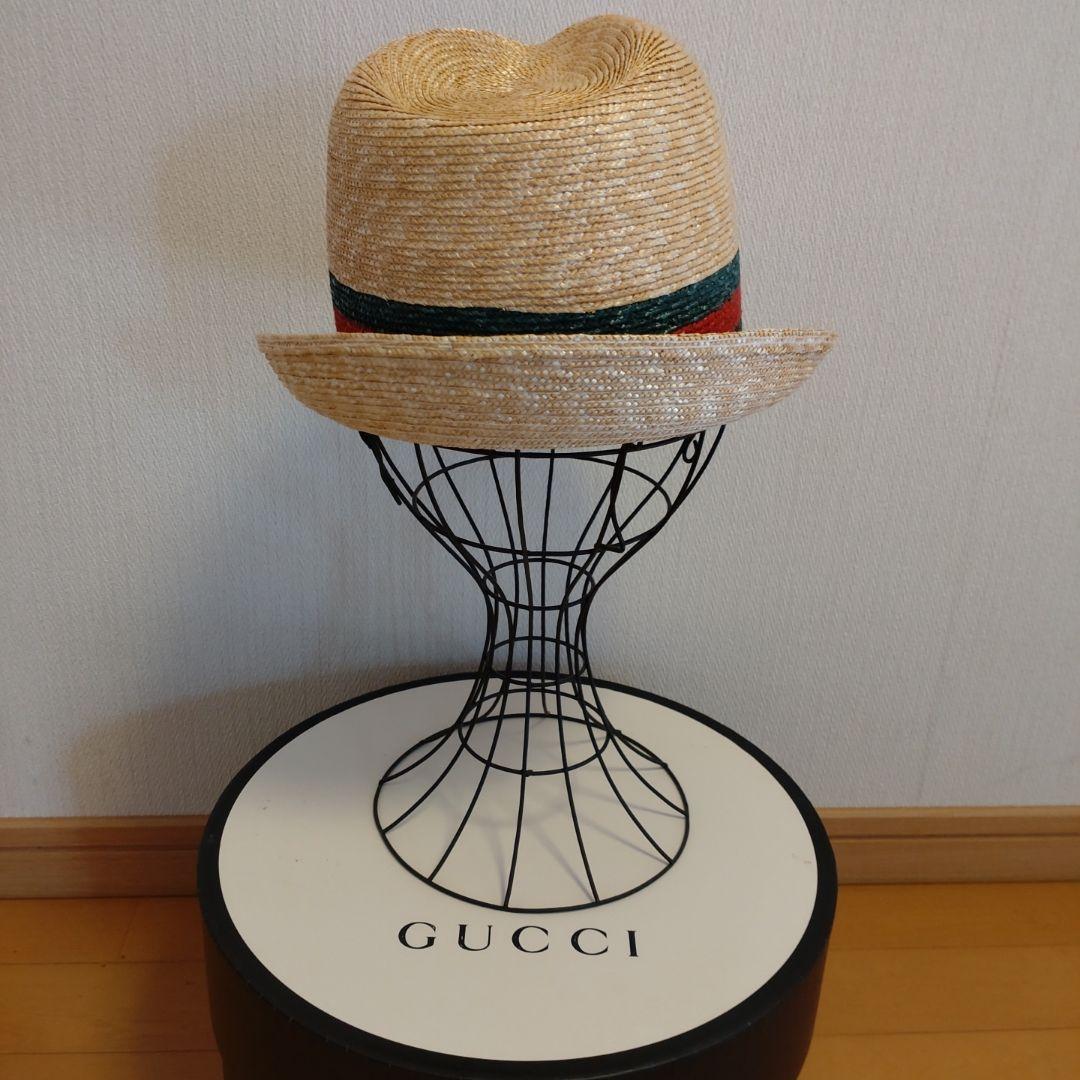 【美品】グッチ　ストローハット　中折れハット　箱付