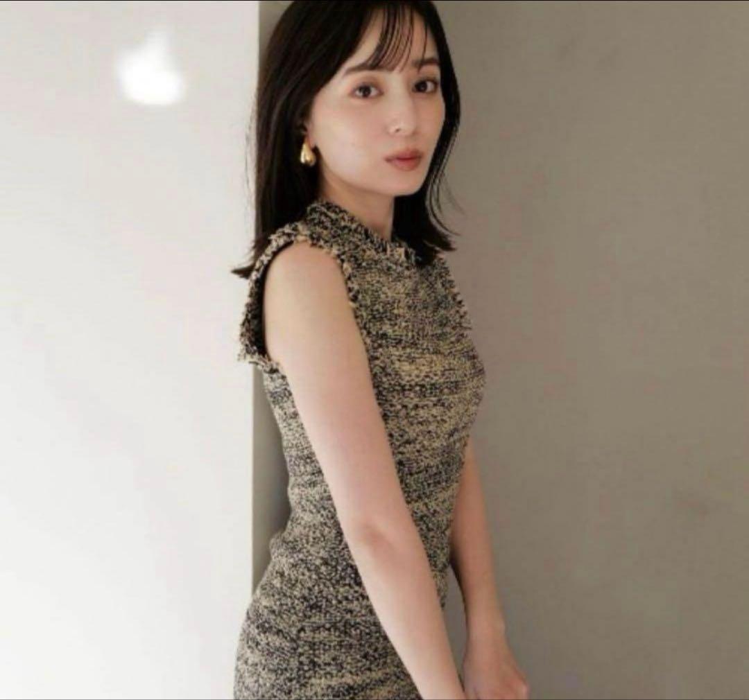 anuans ブラッシュツイードニットワンピース