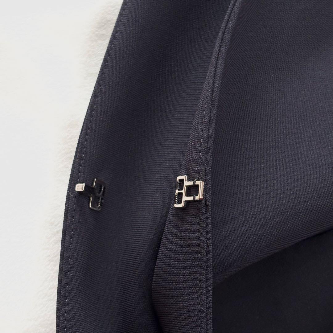 極美品☆23区 トリアセダブルジョーゼット　Vネック ジャケット　ノーカラー　M