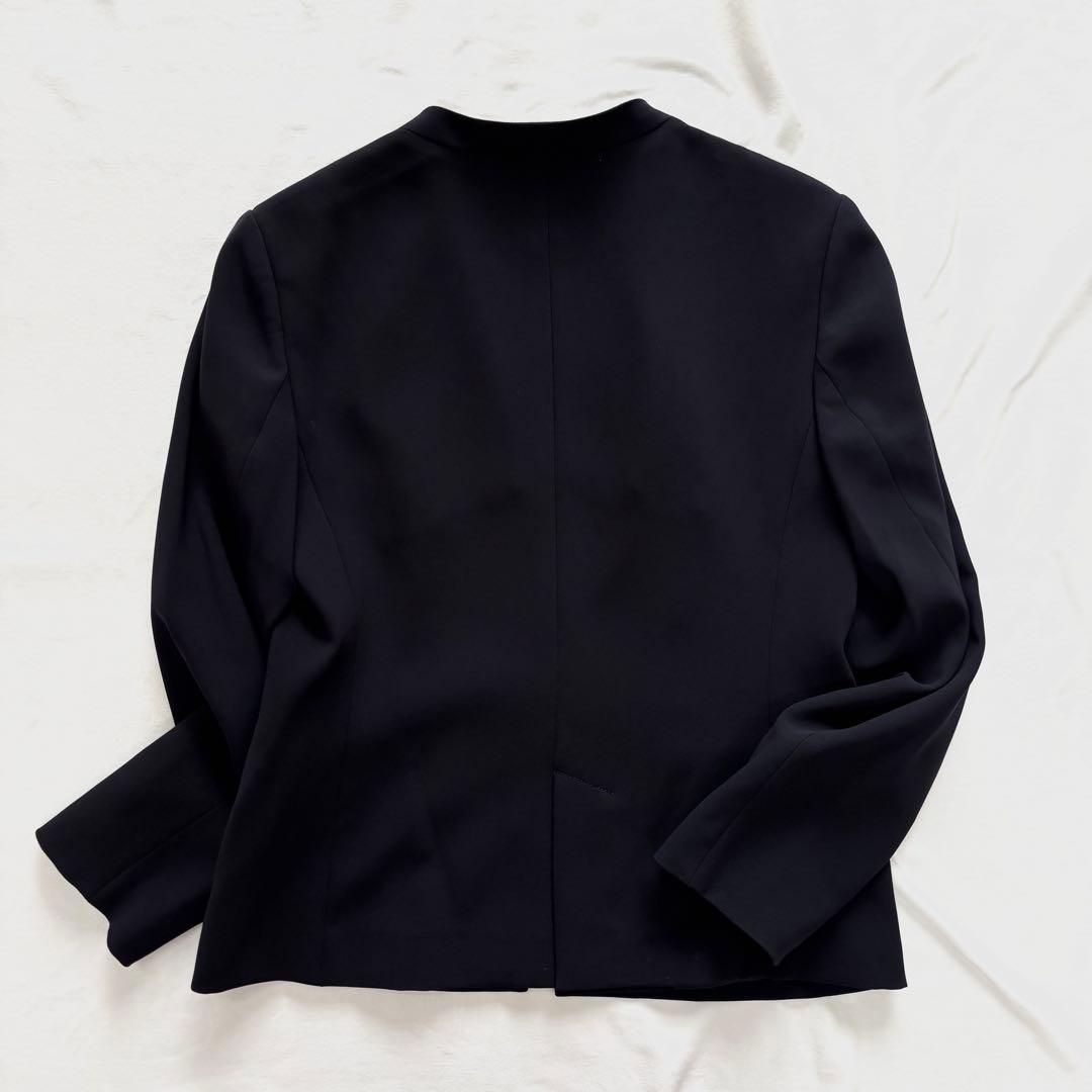 極美品☆23区 トリアセダブルジョーゼット　Vネック ジャケット　ノーカラー　M