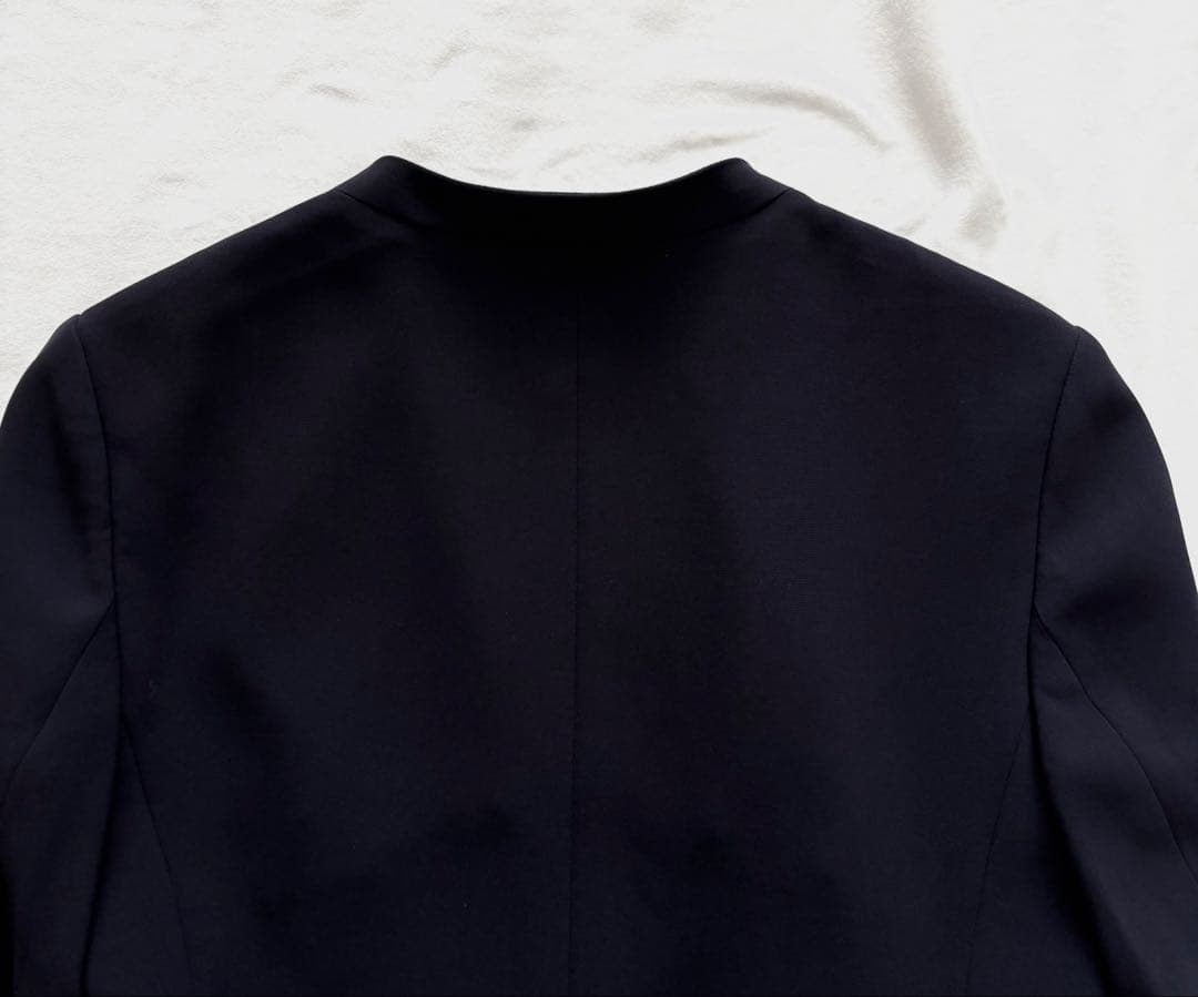 極美品☆23区 トリアセダブルジョーゼット　Vネック ジャケット　ノーカラー　M