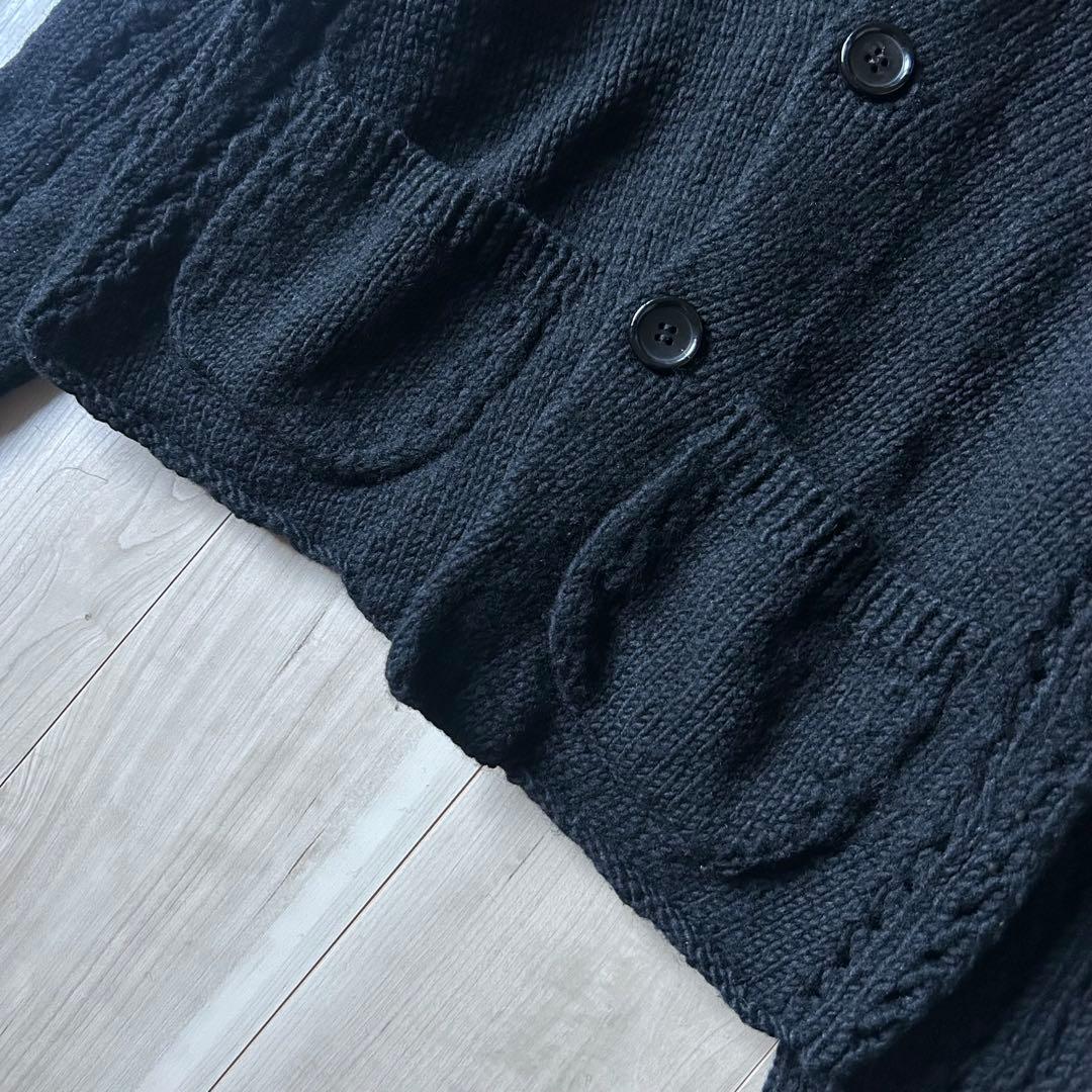 トリココムデギャルソン 丸襟 ニットジャケット 肉厚 ウール 黒 AD2006
