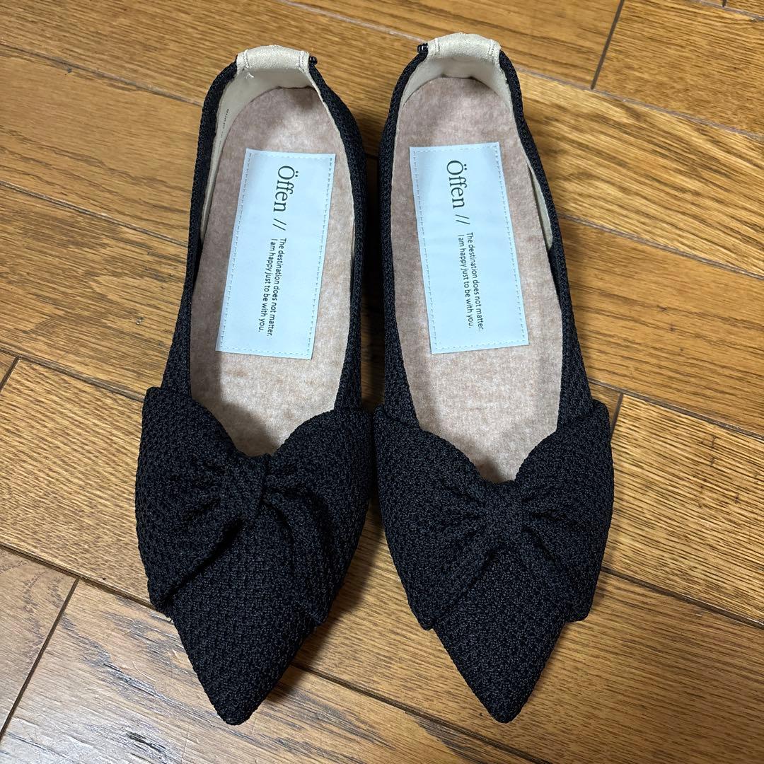 yuka様　Offen オッフェン フラット パンプス リボン ニット 38