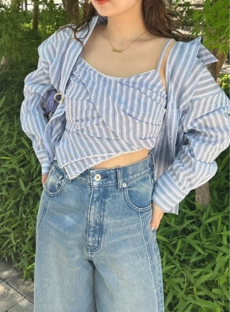 Lily Bearシアーオーバーシャツ シアーシャツビスチェ セット