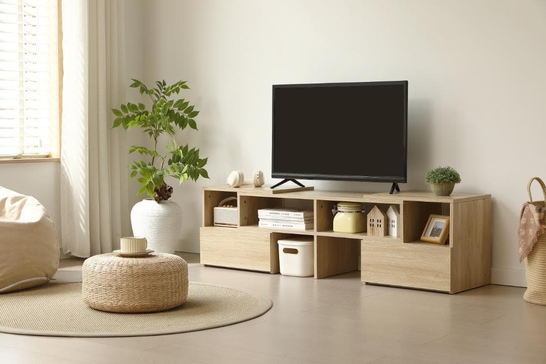 超人気！テレビ台 ローボード コーナーテレビ台 伸縮自由 Natural