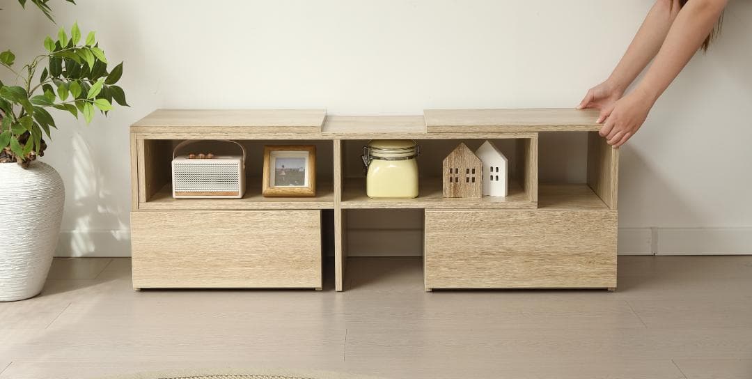 超人気！テレビ台 ローボード コーナーテレビ台 伸縮自由 Natural