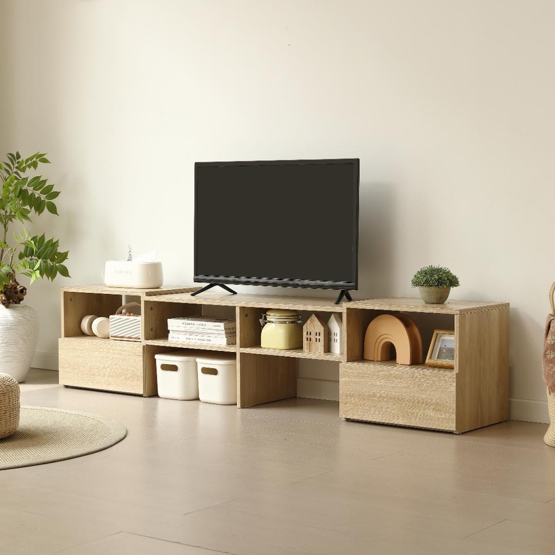 超人気！テレビ台 ローボード コーナーテレビ台 伸縮自由 Natural