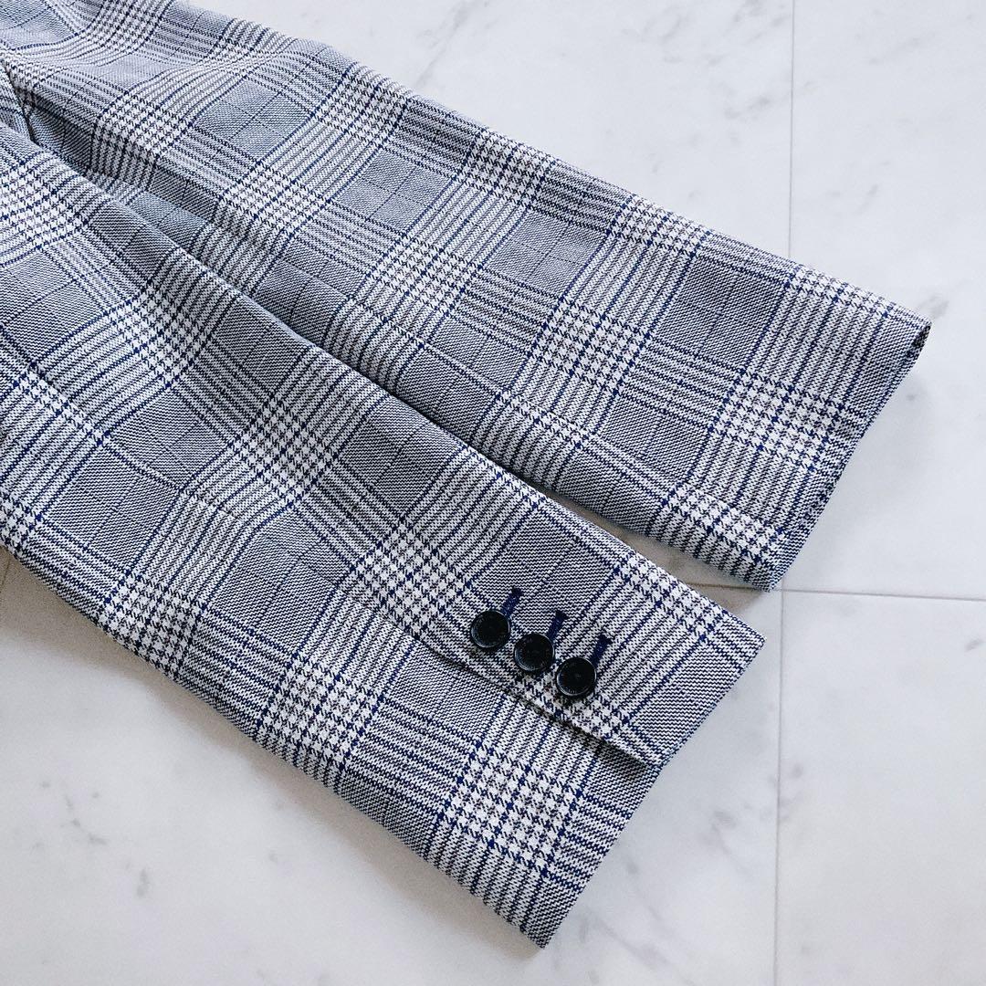 極美品　トゥモローランド　ブルーウィンドウペーン ダブルブレストジャケット