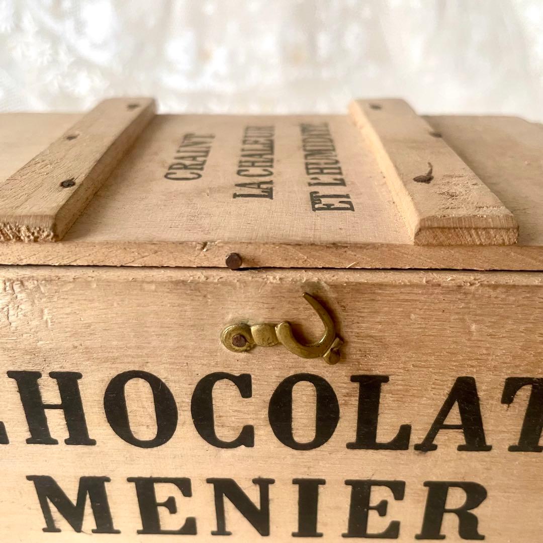 ショコラムニエ　ウッドコンテナ大　木箱　フランスアンティークCHOCOLAT