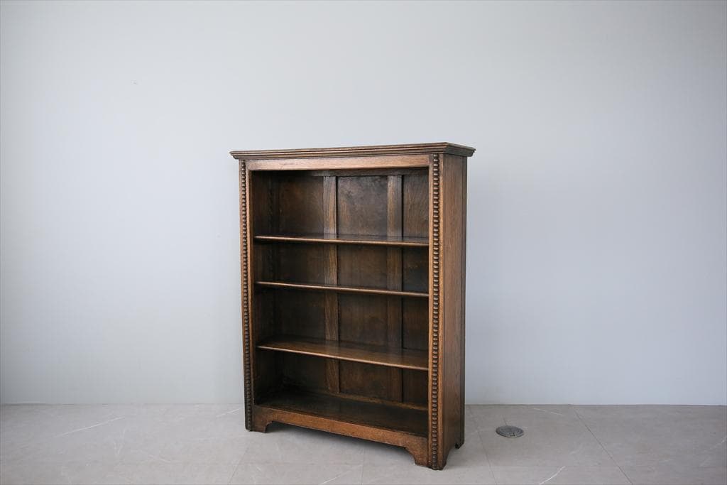 英国アンティーク木製ブックシェルフ/本棚/食器棚/飾り棚/収納ラック92-232