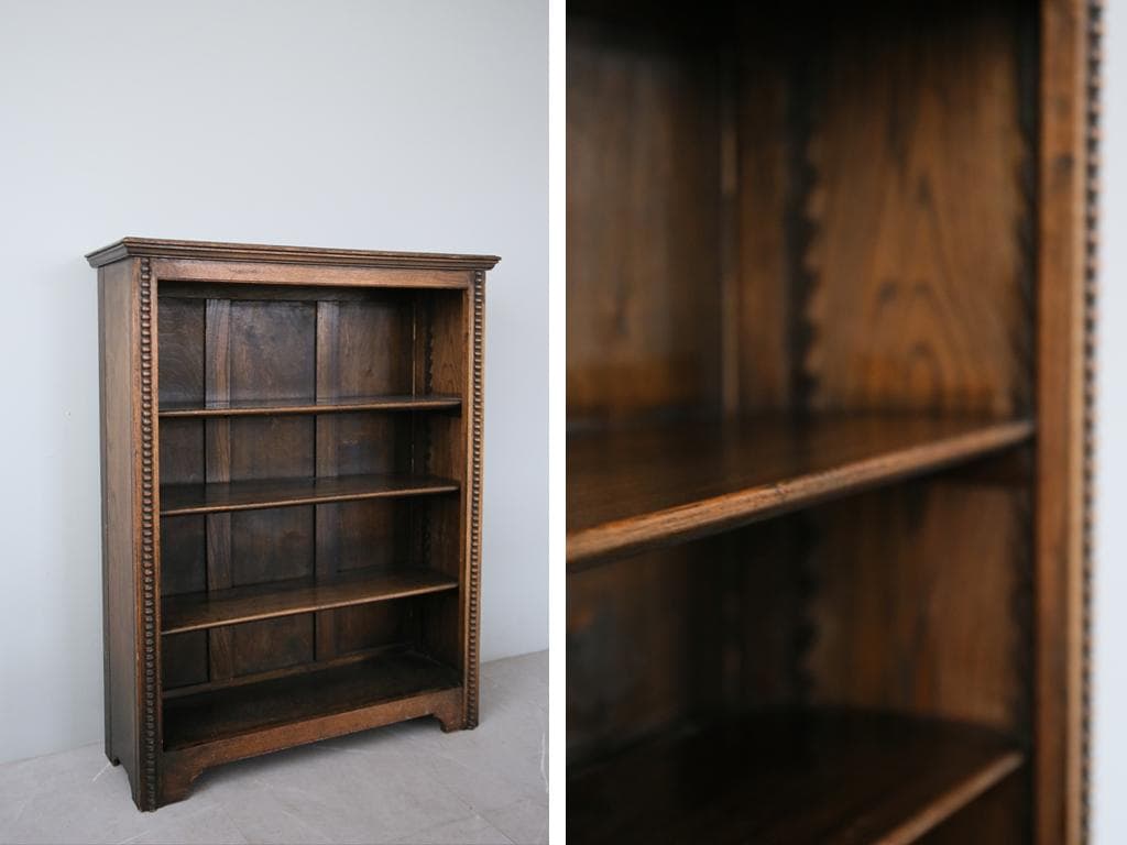 英国アンティーク木製ブックシェルフ/本棚/食器棚/飾り棚/収納ラック92-232