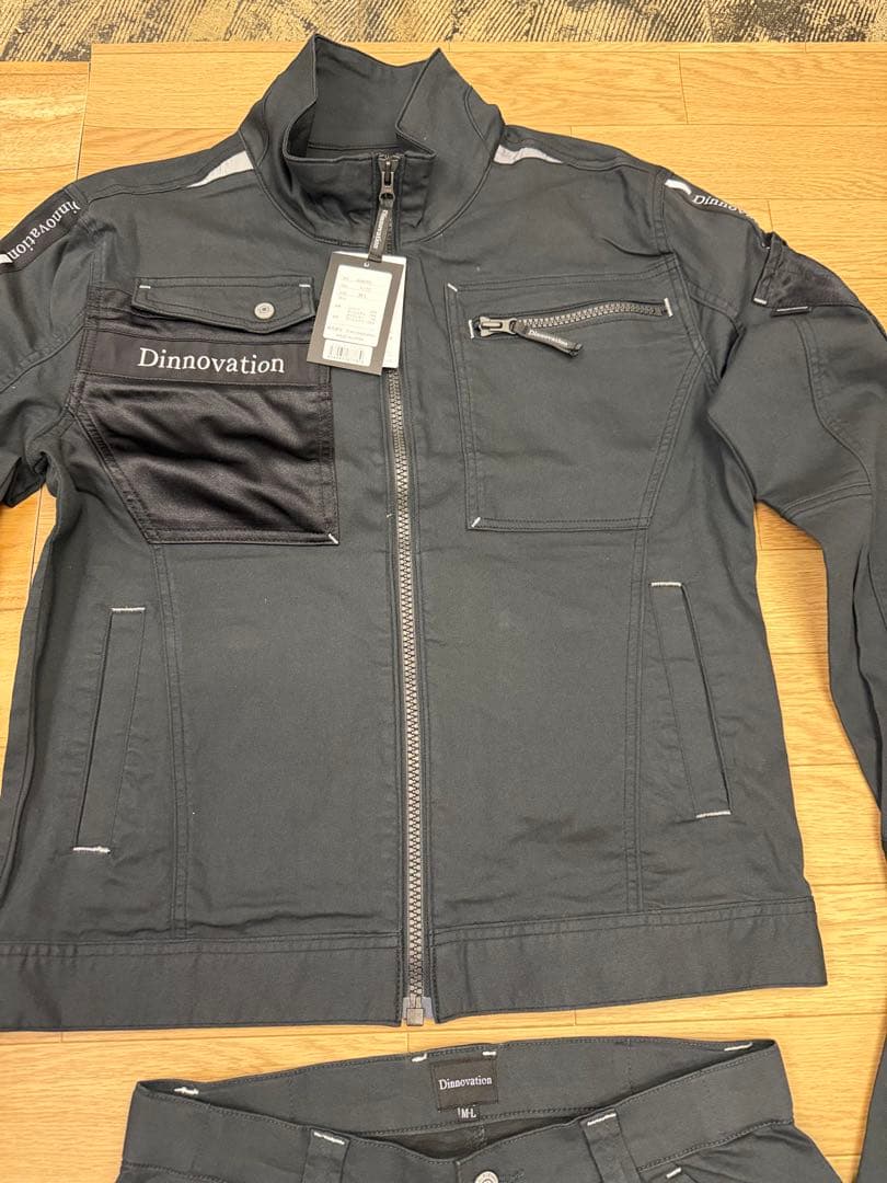 ディノベーション　作業服　上下セット　パンツ2本付き　スミクロ　M-L