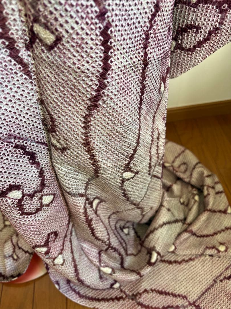 ❤️総絞り　疋田絞り唐草文様正絹トールサイズ　新品畳紙付き