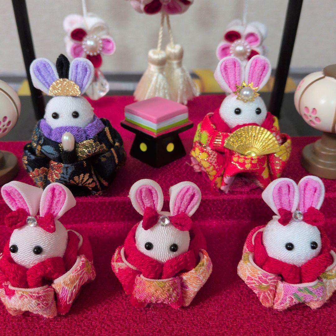 つまみ細工 吊るし飾りと雛飾りセット　 雛壇 　赤