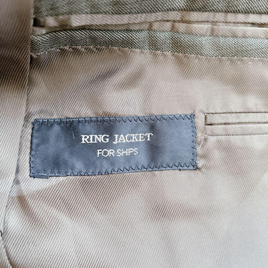 美品 リングジャケット スーツ テーラードジャケット SHIPS シルク グレー