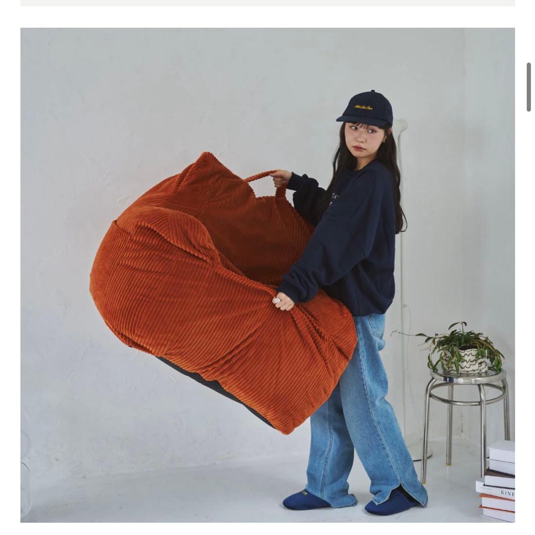 【美品】HUGME 1人掛けビーズソファ Blood Orange