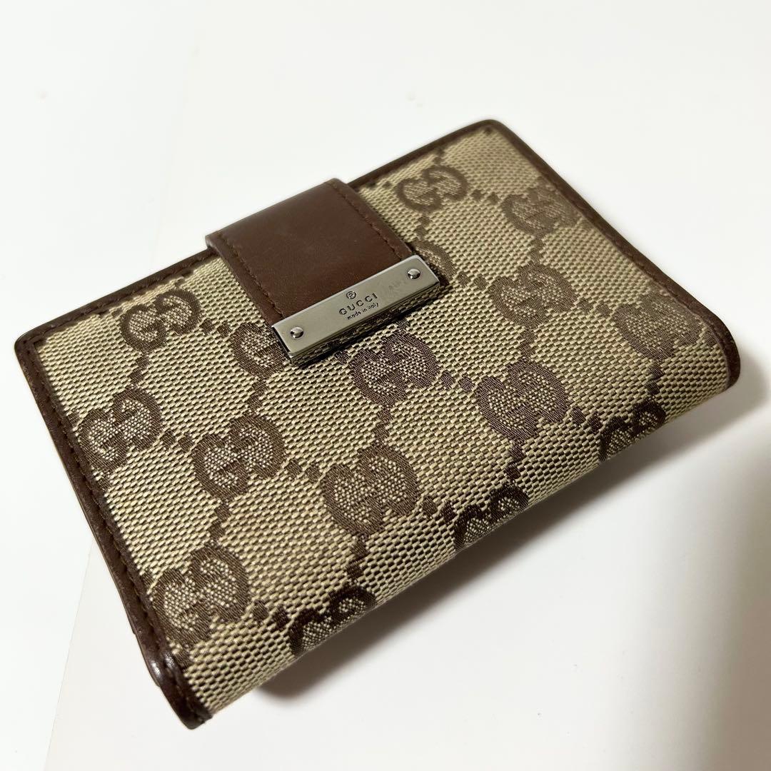 美品 GUCCI グッチ GG柄 キャンバス レザー カードケース 名刺入れ