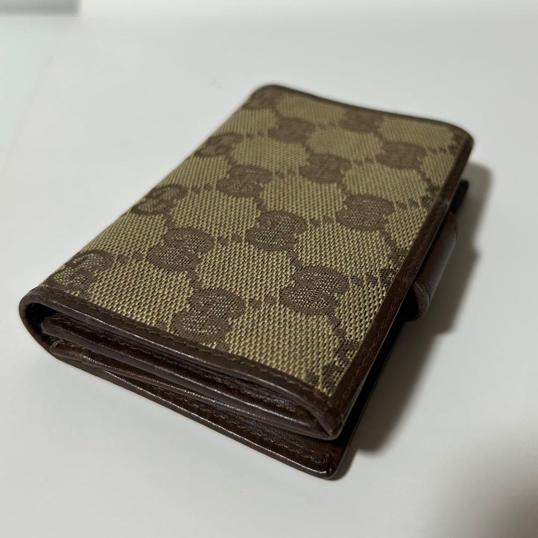 美品 GUCCI グッチ GG柄 キャンバス レザー カードケース 名刺入れ