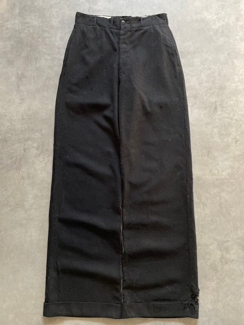 わ*い様 US製 40s ブラックウールスラックス コロゾボタン 50s 60s