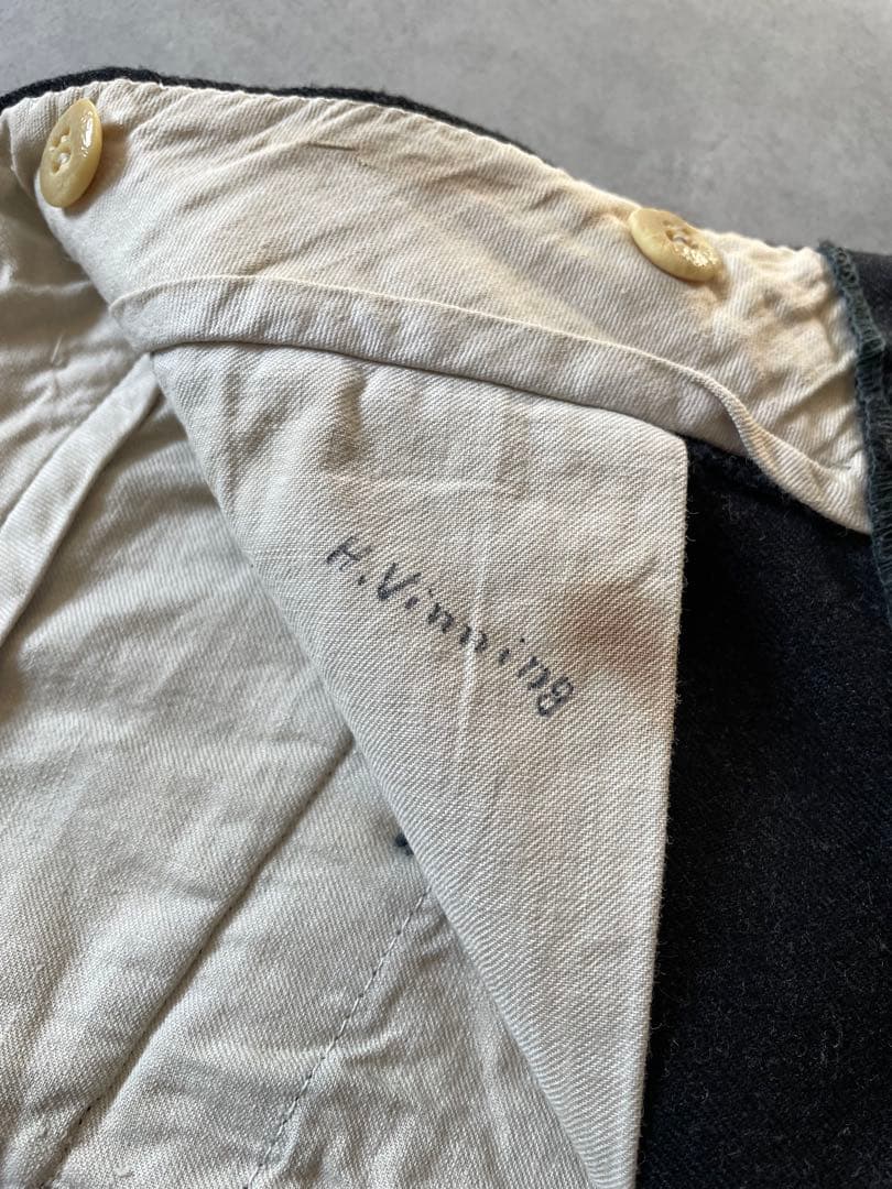 わ*い様 US製 40s ブラックウールスラックス コロゾボタン 50s 60s