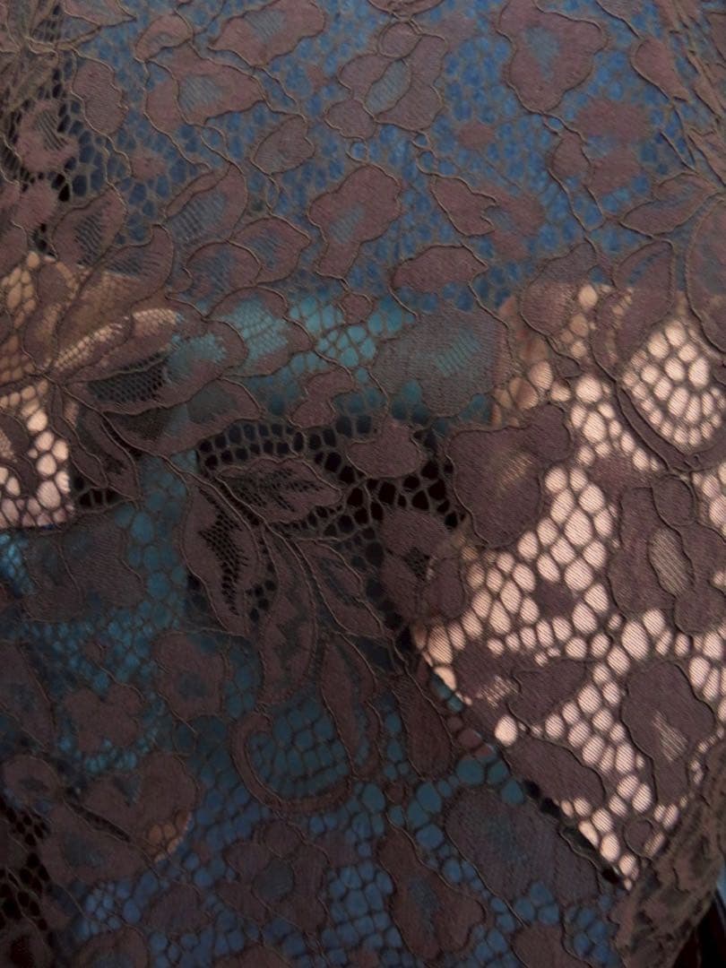 カ*マ様 お値下げしました。日本製レースが美しい黒の長羽織　オートクチュールデザ