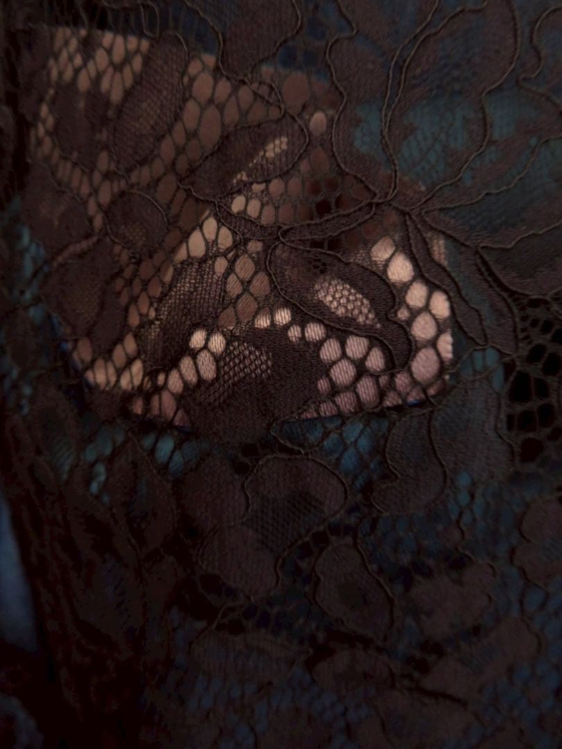 カ*マ様 お値下げしました。日本製レースが美しい黒の長羽織　オートクチュールデザ