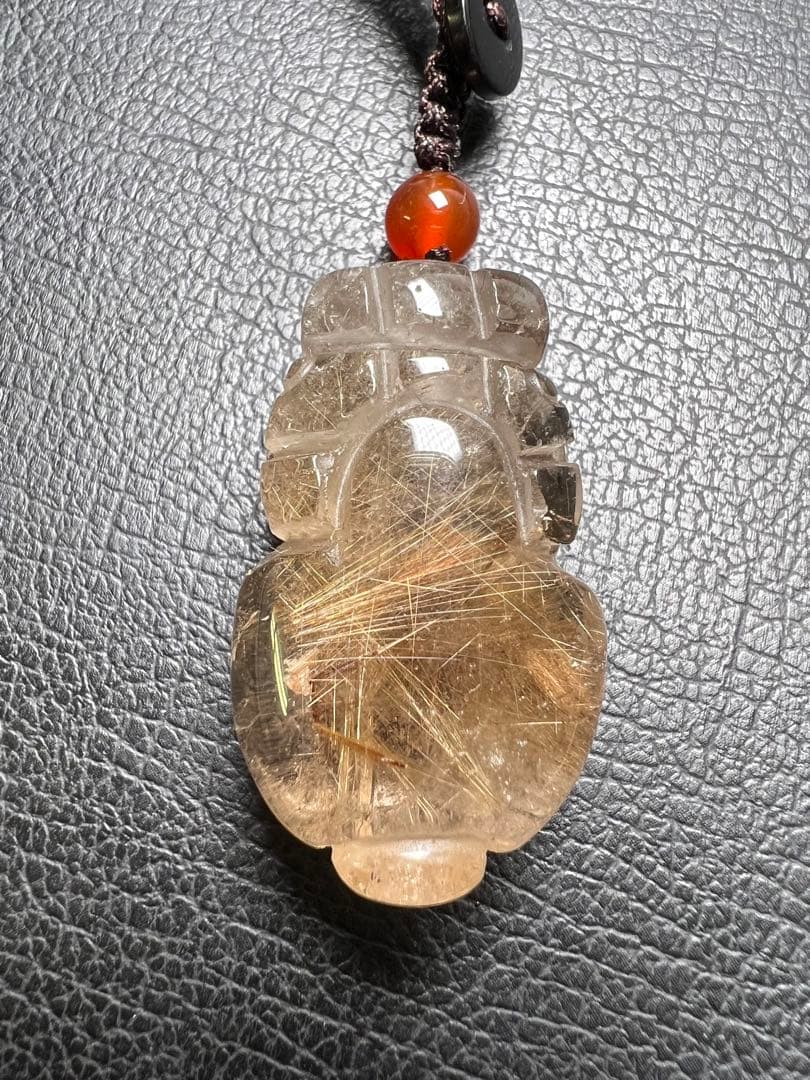 0623124  天然ルチルクォーツ貔貅ストラップ20.5*33.2ミリ