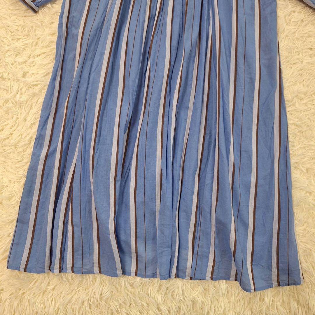 美品✨ヌキテパ コットンボイルストライプドレス ブルー 2023年 完売品