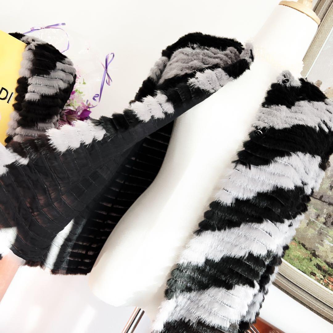 未使用　FENDIフェンディ マフラー付　総ミンク　コート　ブラック ブルゾン