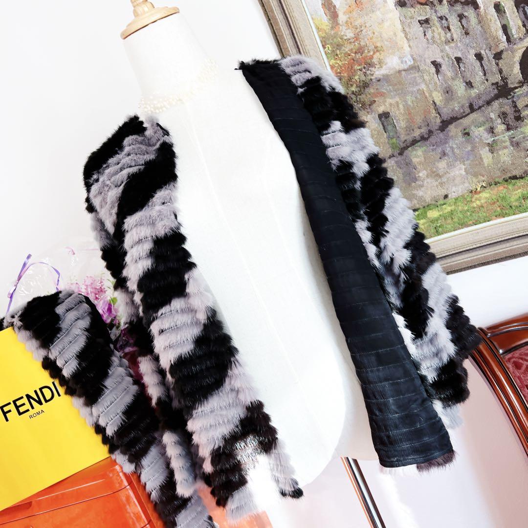 未使用　FENDIフェンディ マフラー付　総ミンク　コート　ブラック ブルゾン