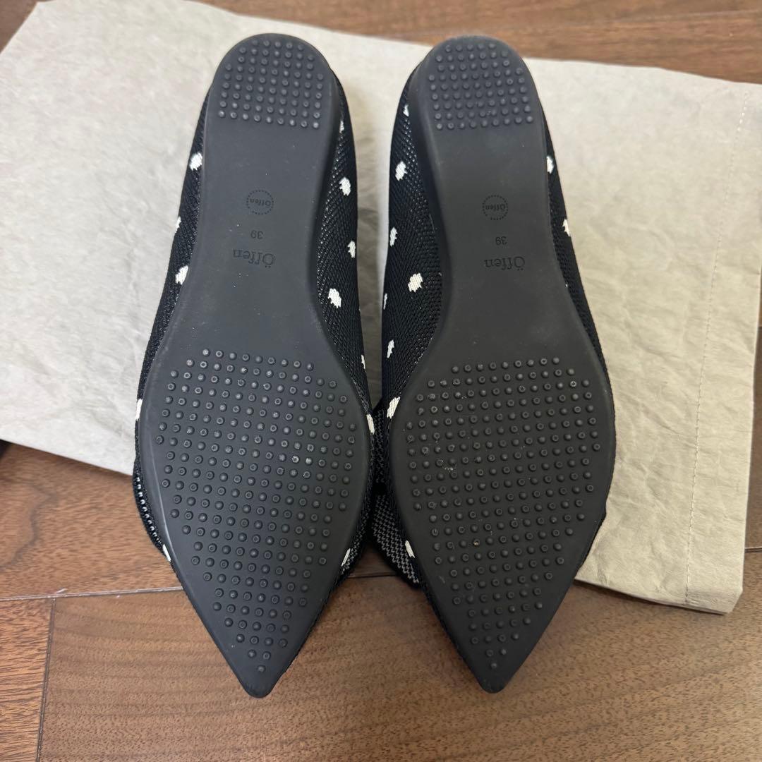 【Offen】オッフェン ドット リボン フラットシューズ 39