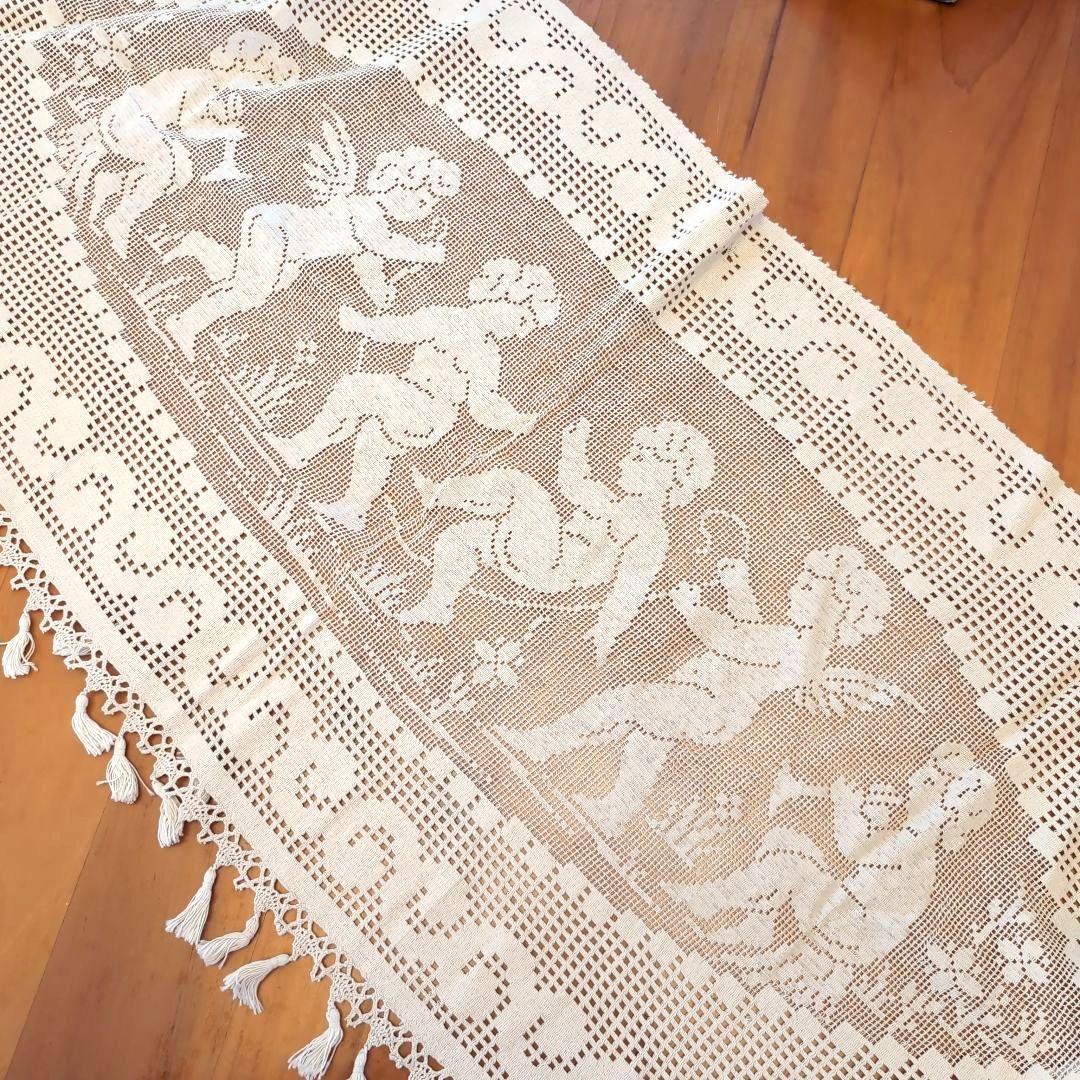 フランス　アンティーク　クロッシェレース　カーテン　エンジェルフィレレース