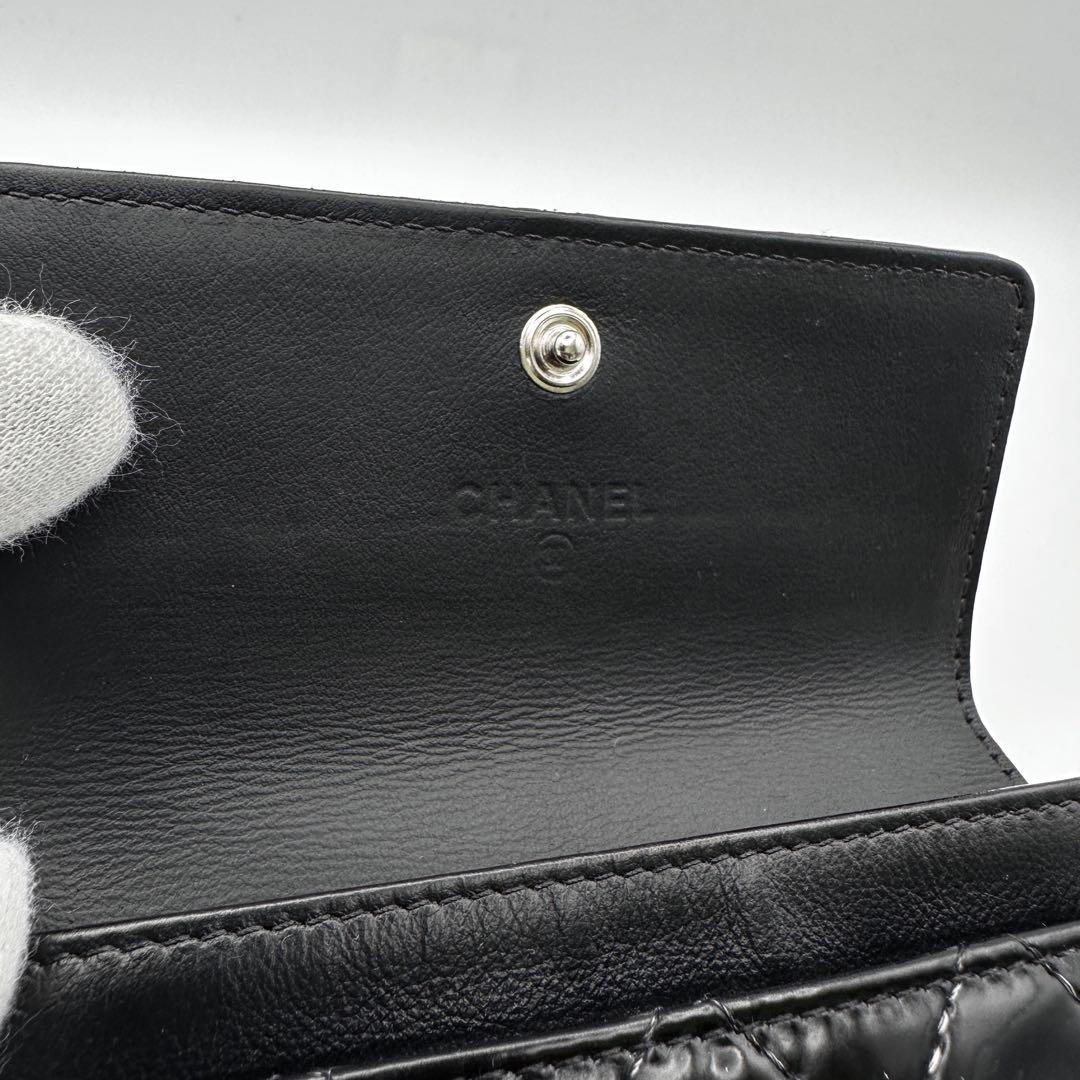 シャネル 財布 エナメル マトラッセ ケース シルバー金具