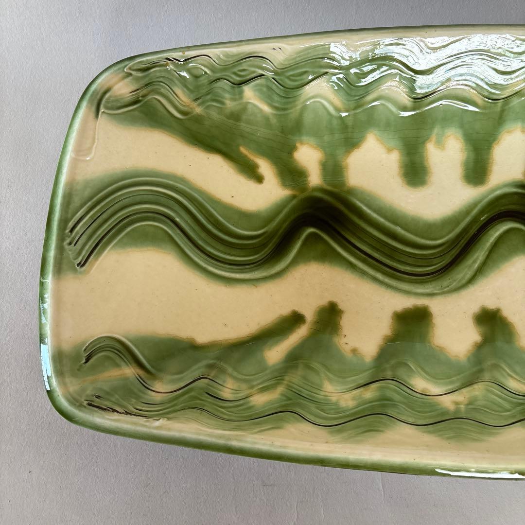 舩木研児　船木研児　白釉藁描大鉢　共箱　民藝