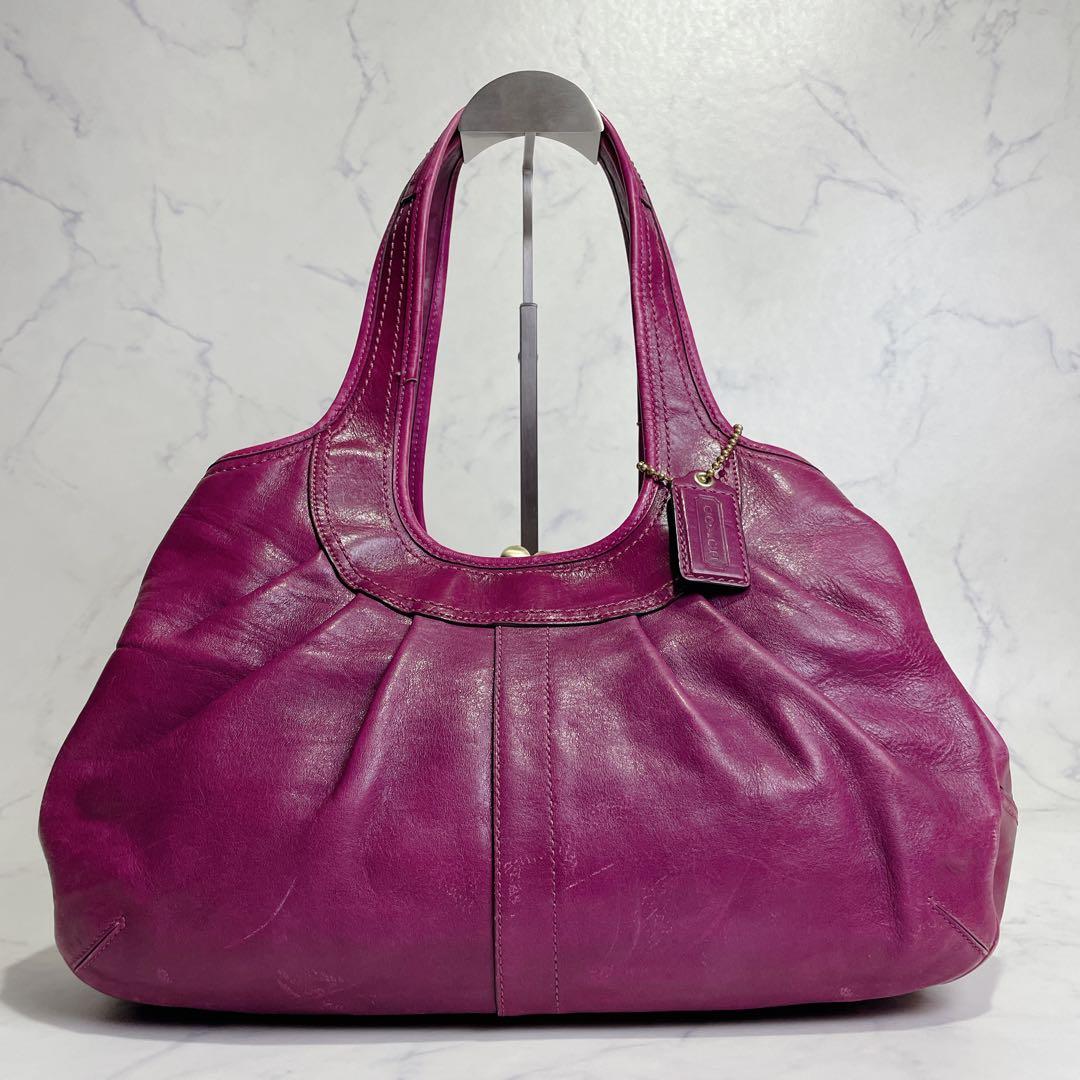 希少色✨COACH トートバッグ フレームサッチェル エルゴ がま口 パープル