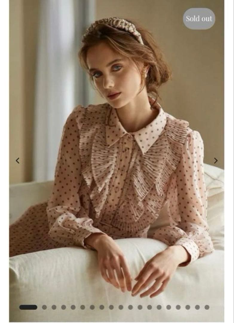 ERADIE シフォンドットプリーツワンピース