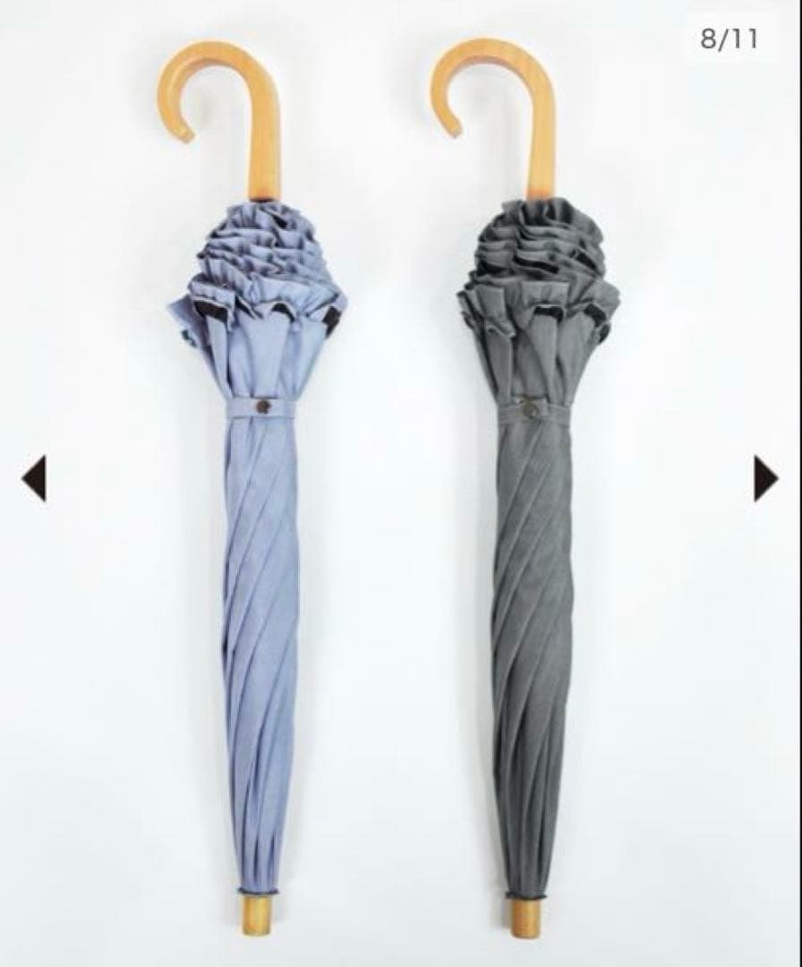 サンバリア100 長傘　Sサイズ　フリル　ブルー