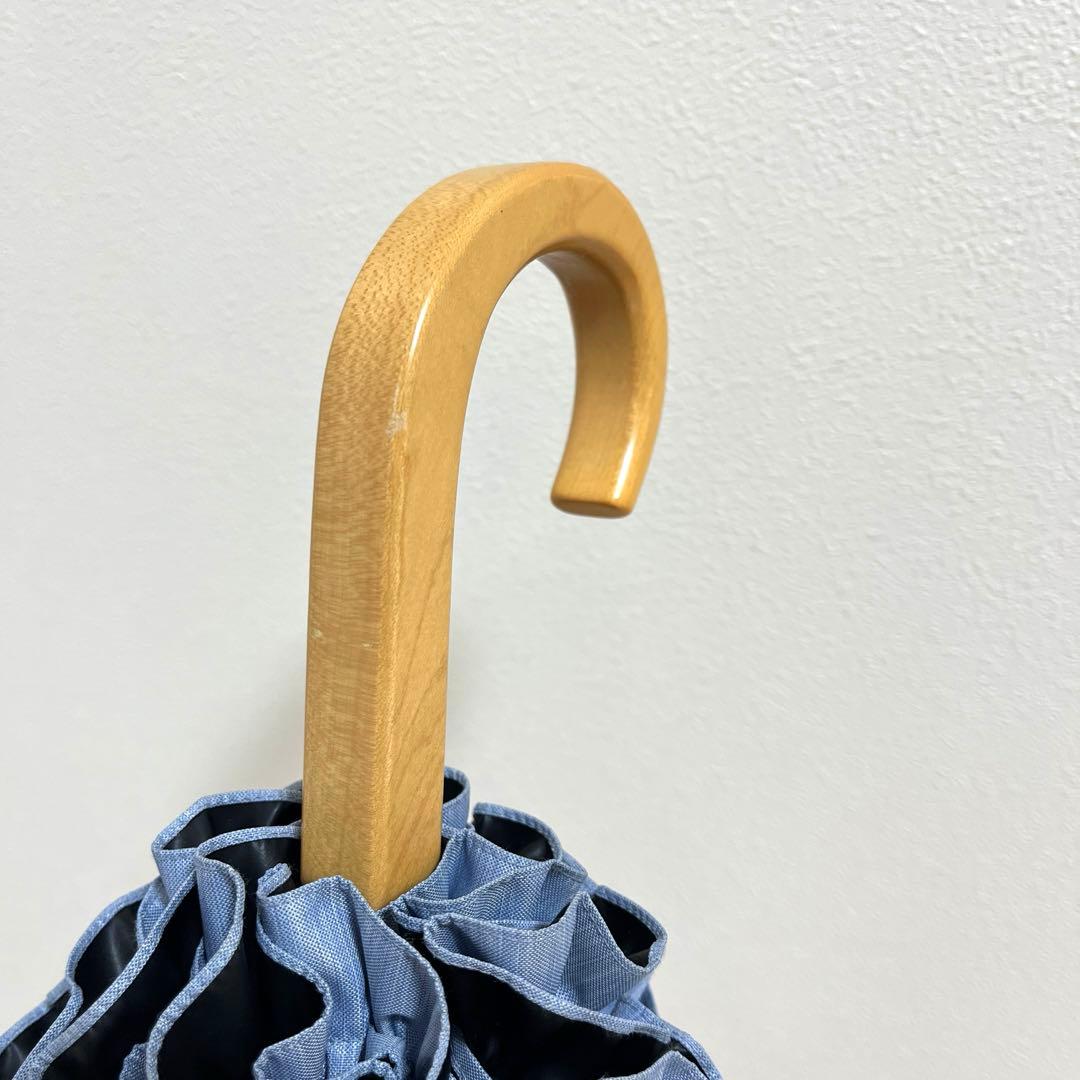 サンバリア100 長傘　Sサイズ　フリル　ブルー