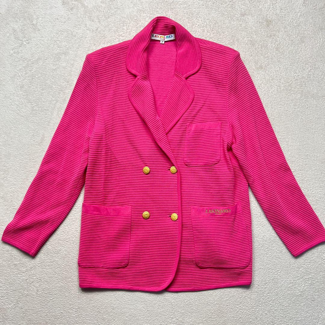 LEONARD レオナール ダブル 金ボタン 刺繍 テーラードジャケット F
