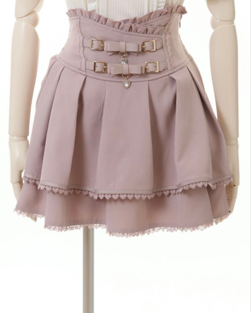 【新品未使用】リズリサ 2連リボンベルトスカパンM ピンク:(110)