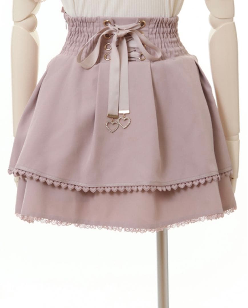 【新品未使用】リズリサ 2連リボンベルトスカパンM ピンク:(110)