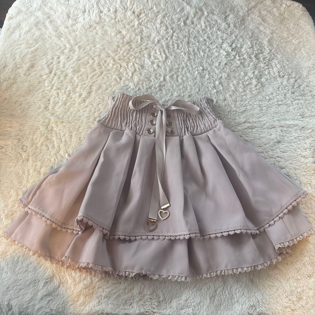 【新品未使用】リズリサ 2連リボンベルトスカパンM ピンク:(110)