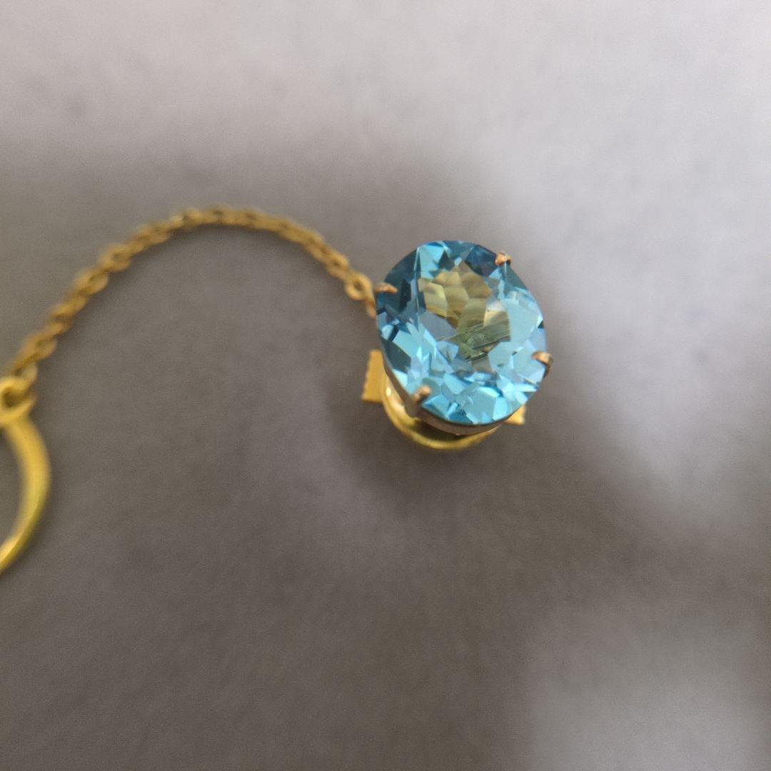 最終価格！K18 ブルートパーズ？　ネクタイピン