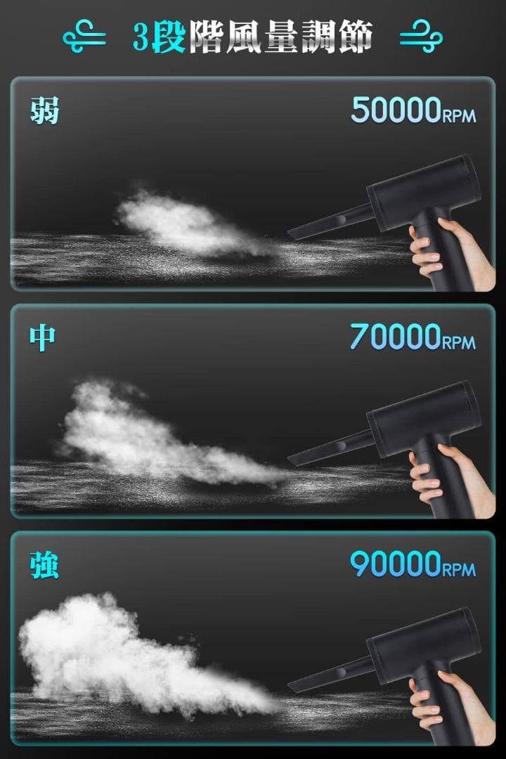 エアダスター 超強力 USB充電式 多機能ノズル付き