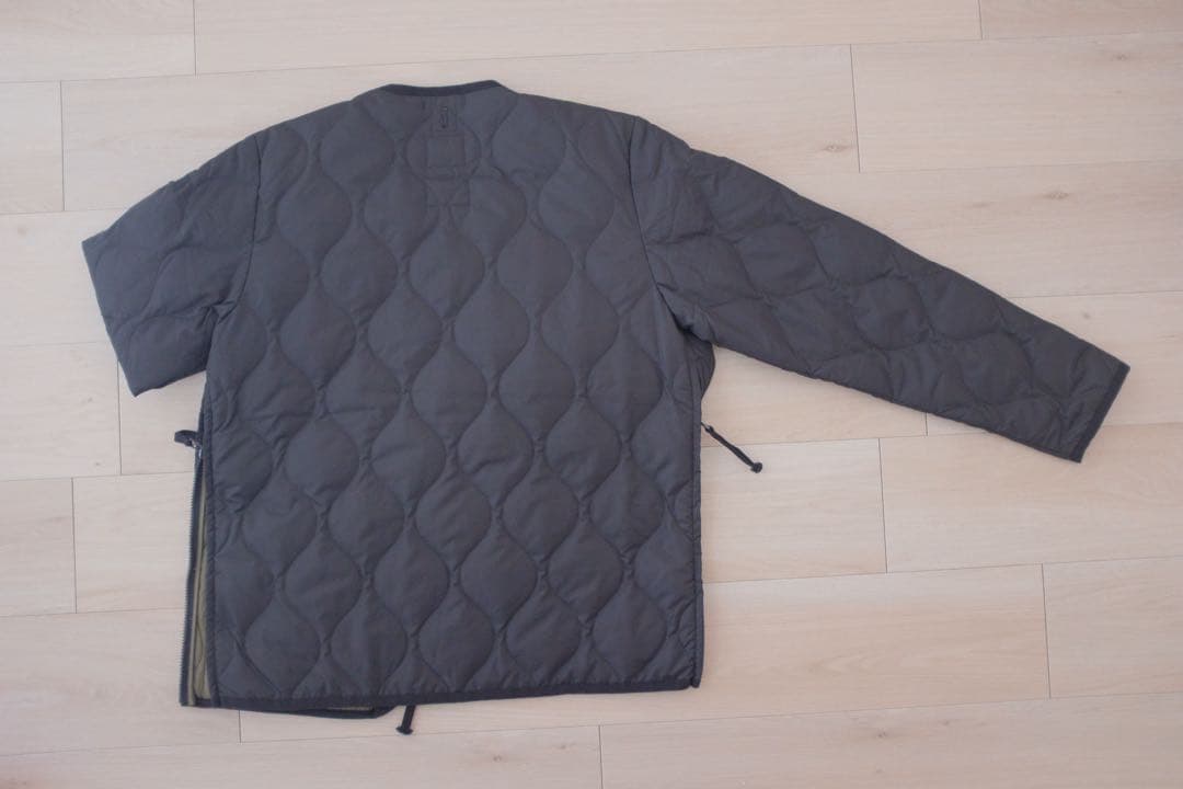 TAION ミリタリー Vネックジップ ダウンジャケット ブラック サイズL