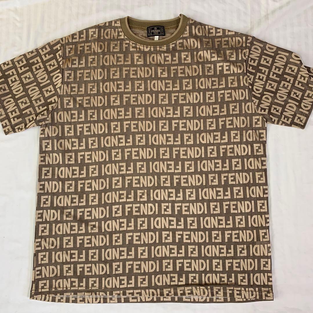 W6)FENDI jeans フェンディ　ズッカ柄 半袖 Ｔシャツ ロゴ