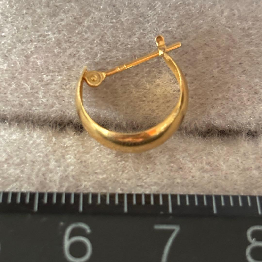 K18　750　18金　イエローゴールド　フープ　ピアス　片耳　5×13